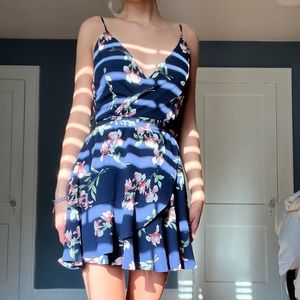 Windsor Dress. Navy with floral pattern. Size M.